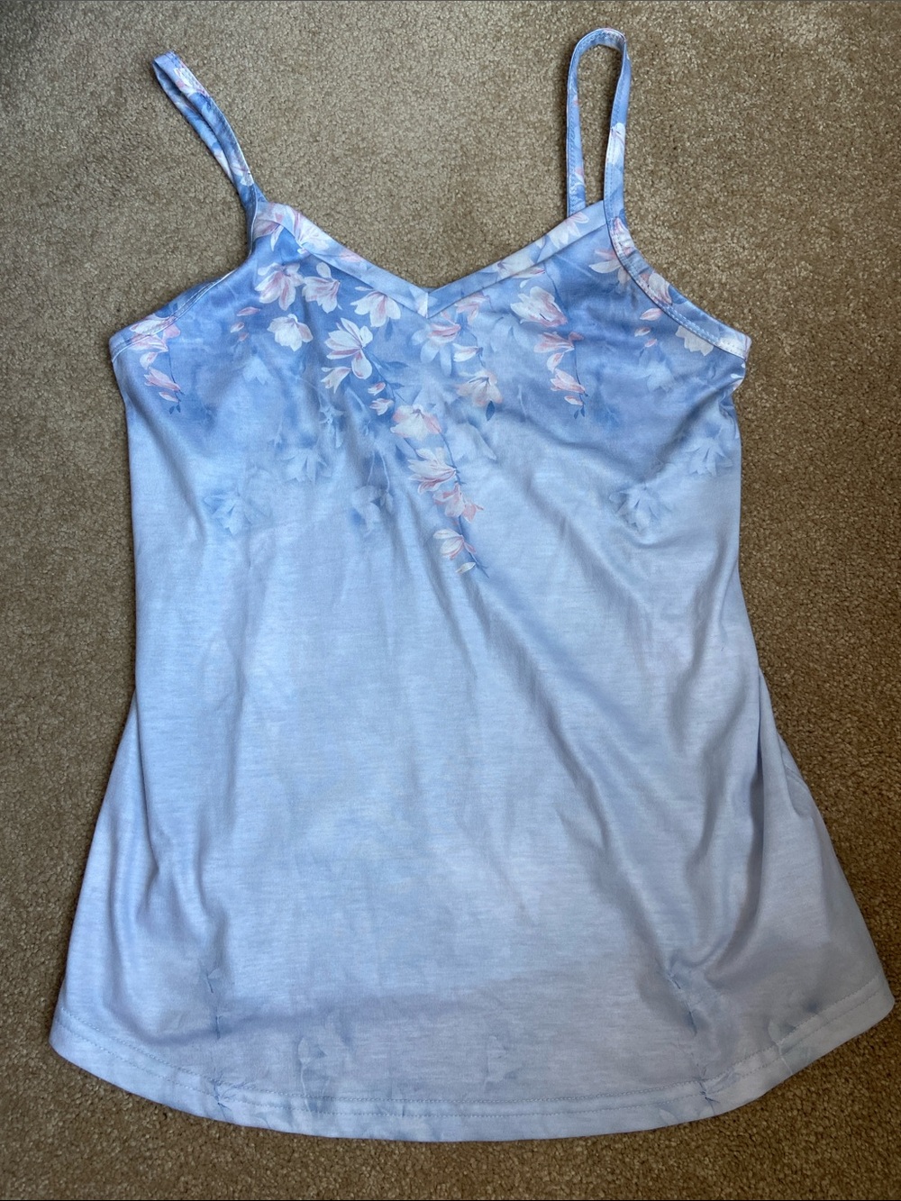 Women's Small Light Blue Floral Camisole Tank Top